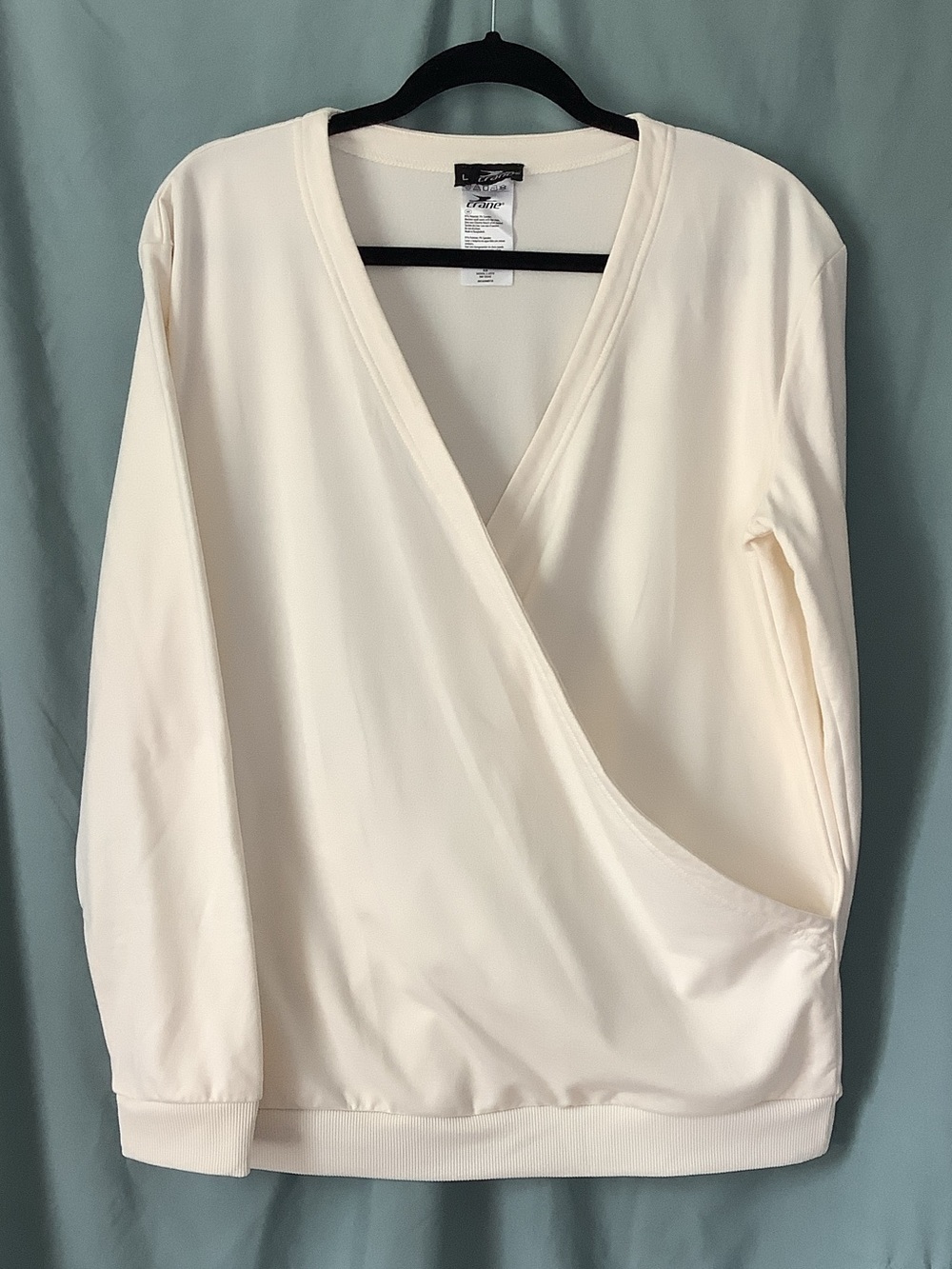 Wrap-Front Ivory Long Sleeve Sweatshirt